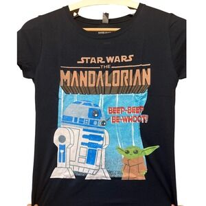 Star Wars The Mandalorian R2-D2 Grogu Graphic Tee Black Kids Large 10/12